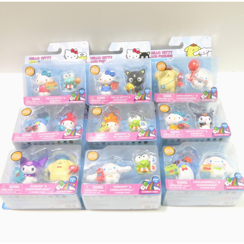 Hello Kitty and Friends Series 4 Rainbow Vibes 9 Sets of 2 Mini Figures in Packs